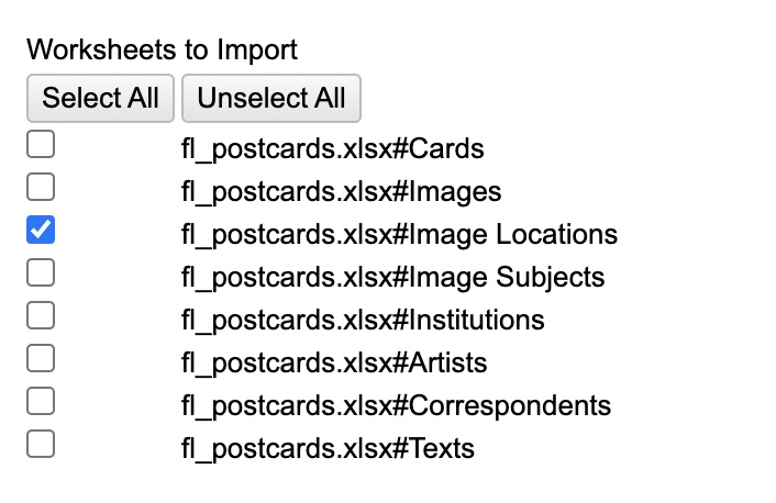 Importing worksheets with only Image Locations selected